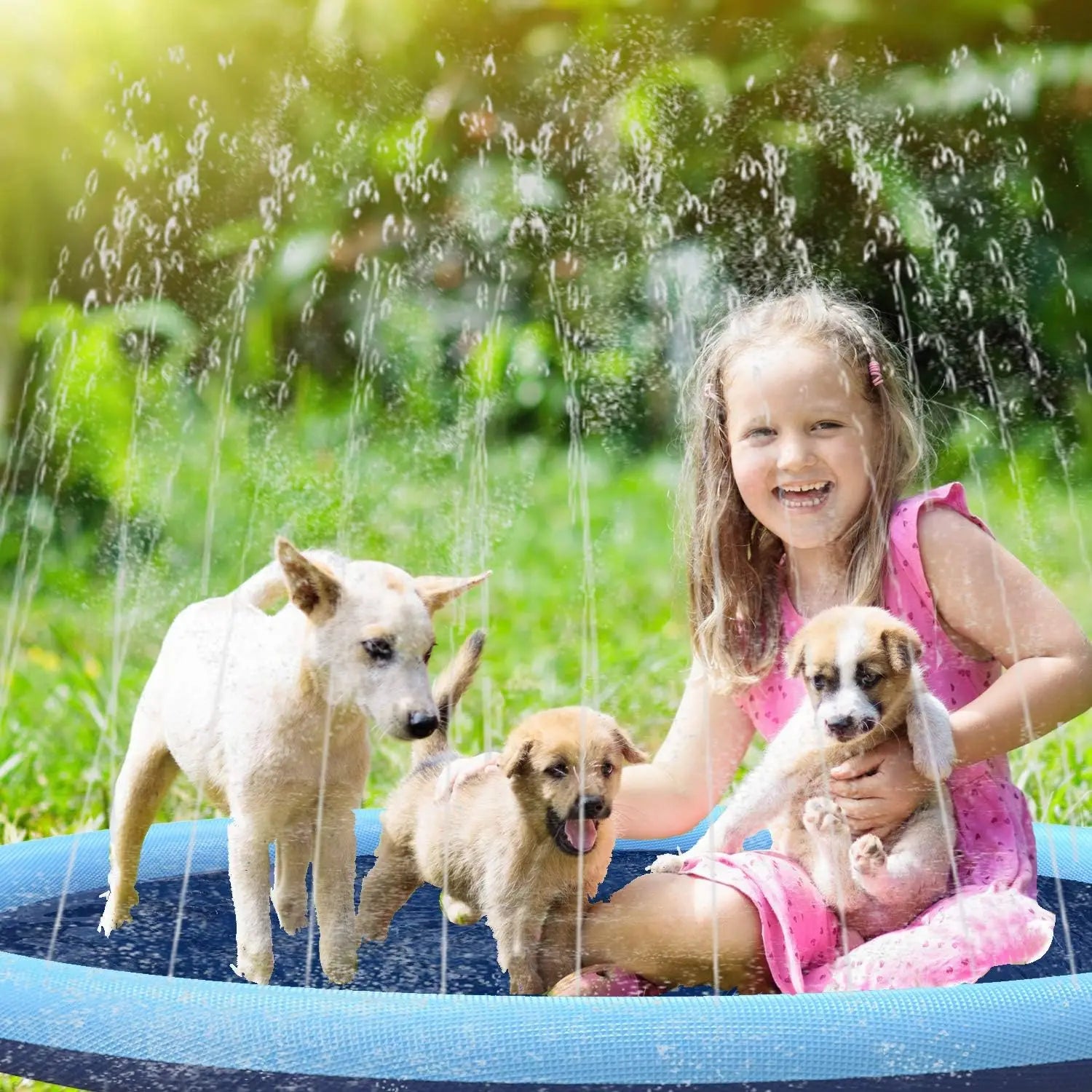 Dog Splash Pad with Kids