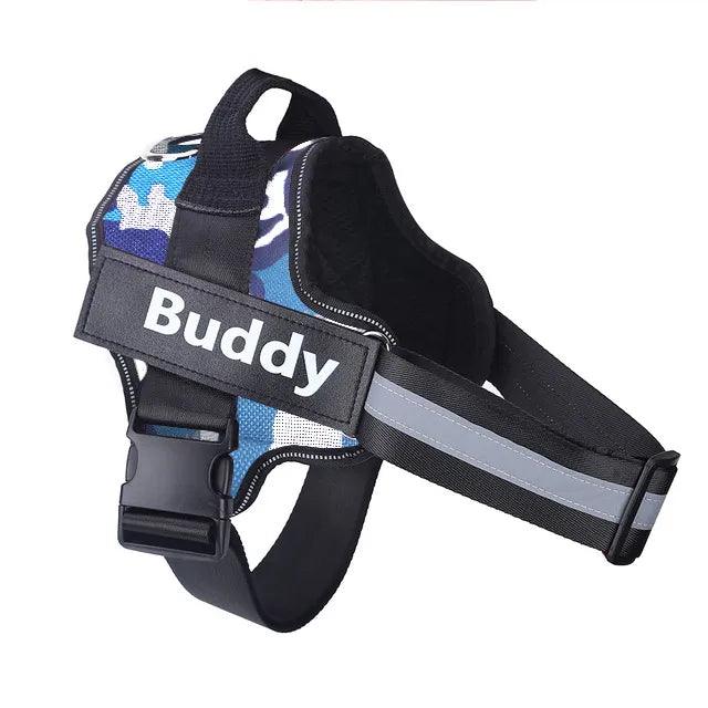 Dog Harness with name Blue Camouflage