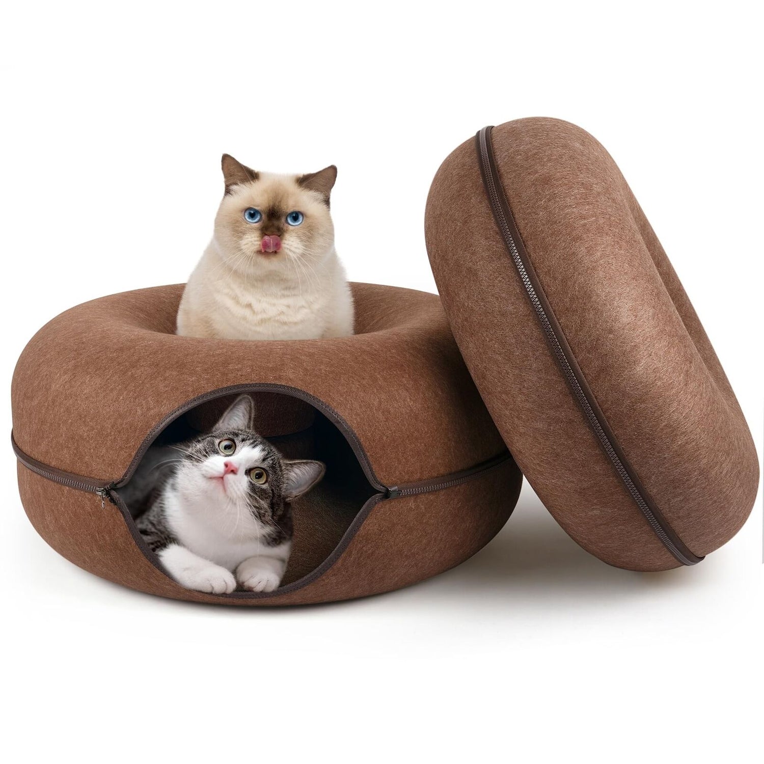 Cat Donut Bed Brown