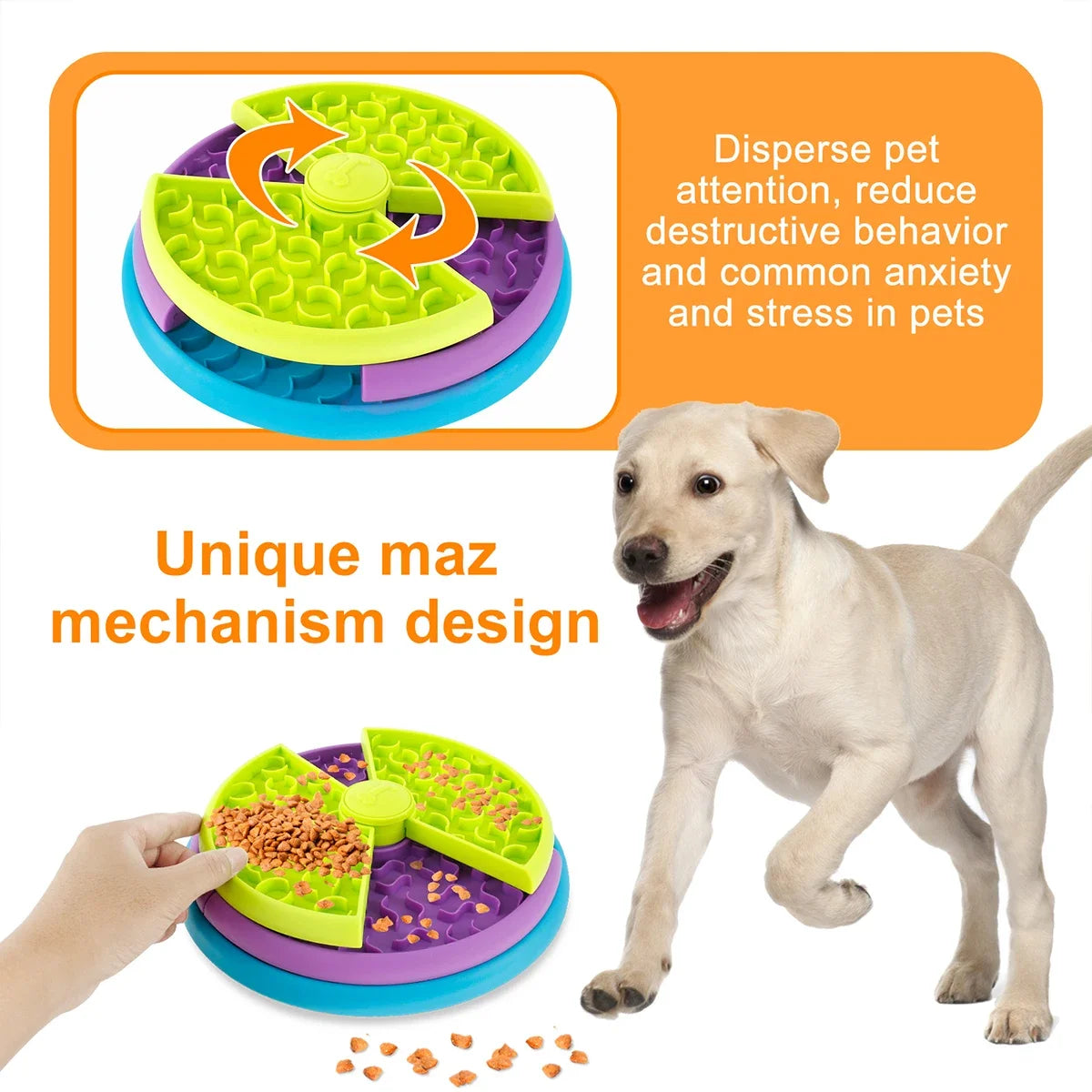 Pet Food Bowl with Maze Puzzle